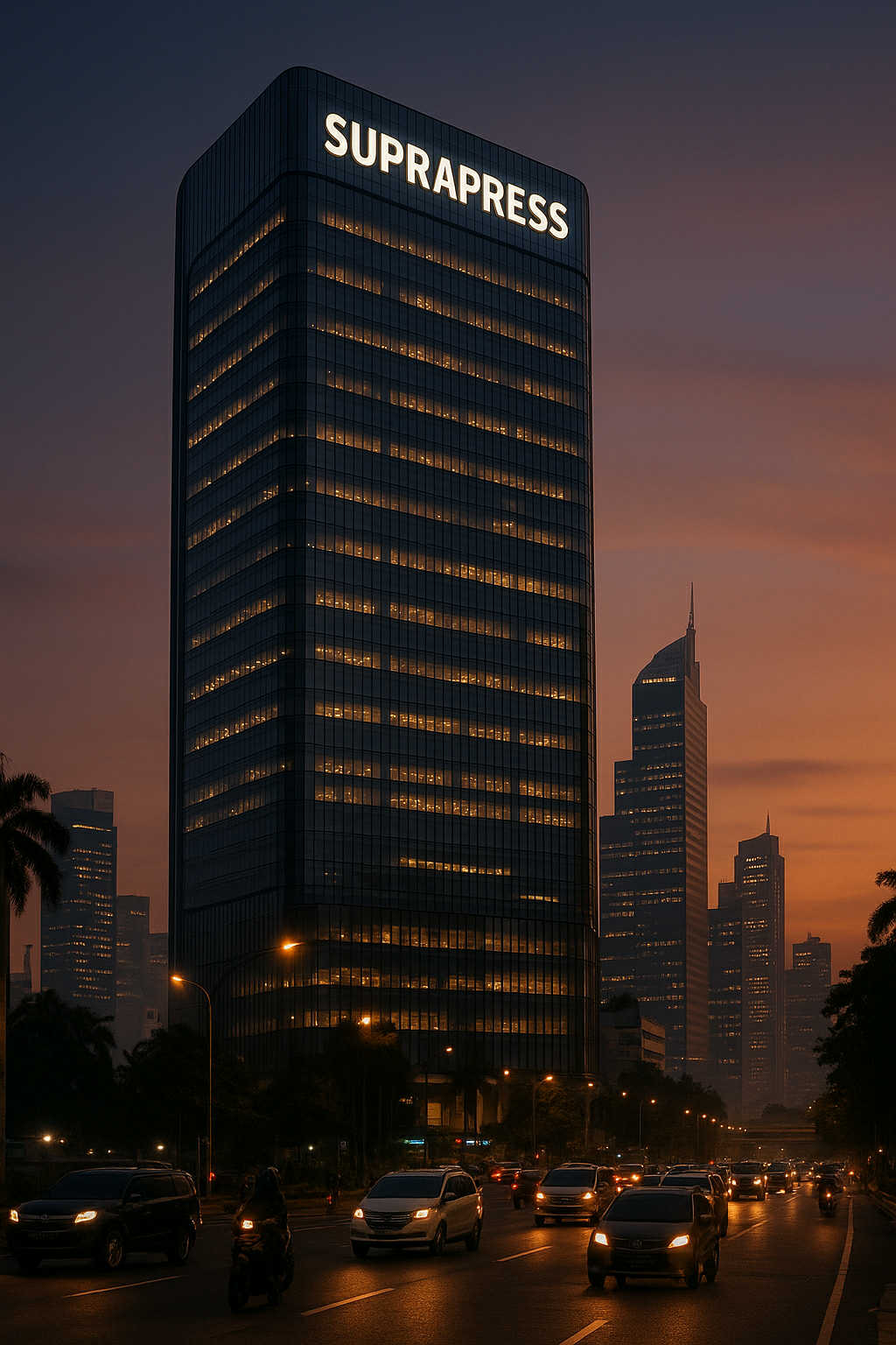 Gedung Suprapress — suasana senja